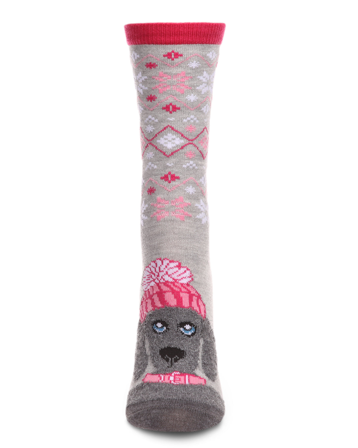 Women's Foot Pet Fair Isle Dog Crew Socks : Color: Light Gray Heather
