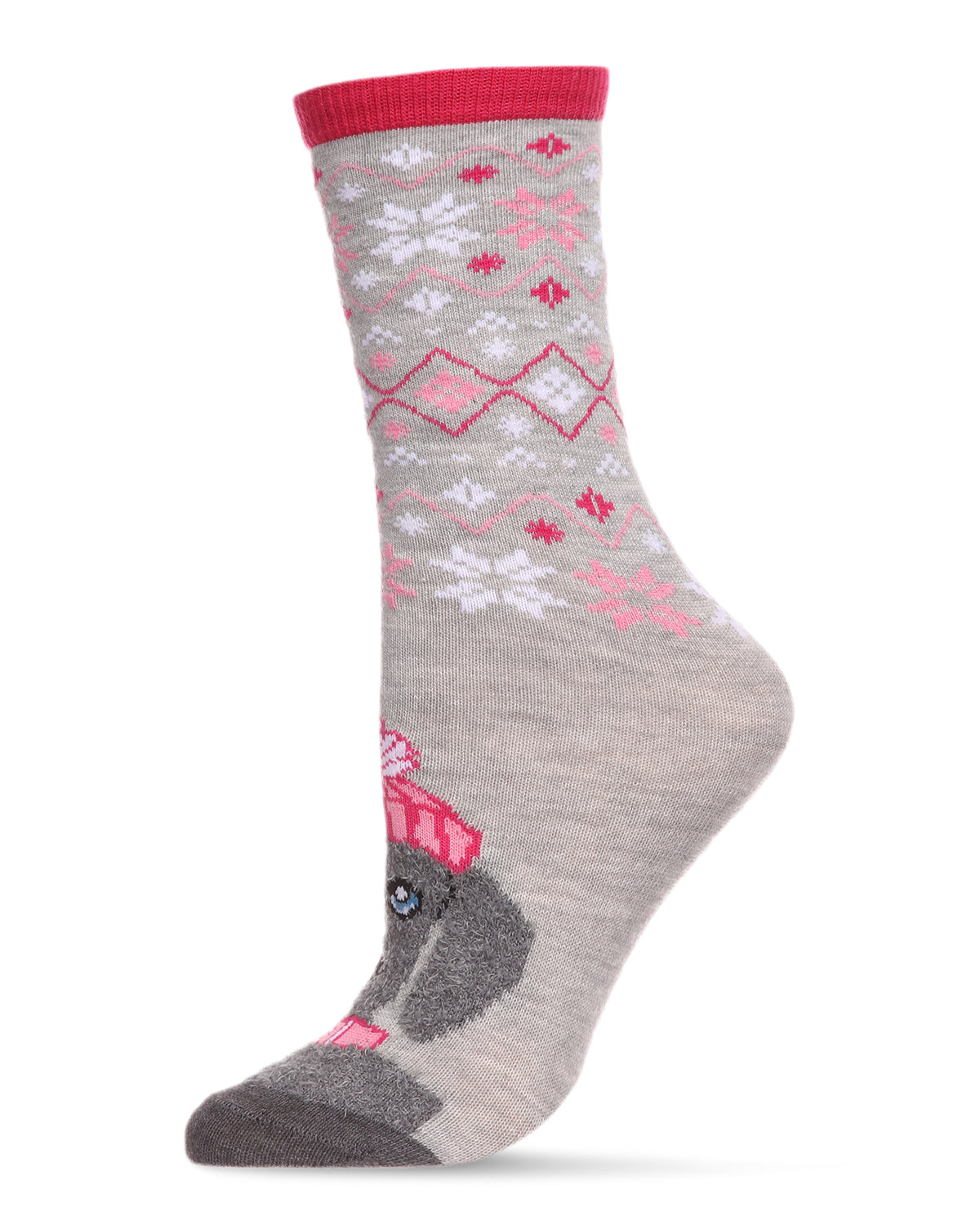 Women's Foot Pet Fair Isle Dog Crew Socks : Color: Light Gray Heather