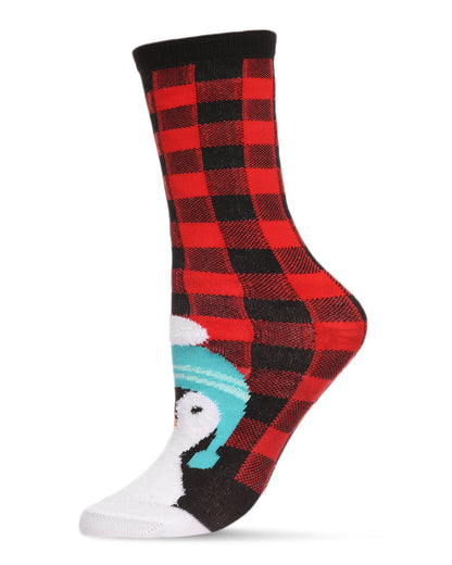Women's Foot Pet Penguin Crew Socks : Color: Red