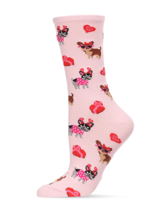Puppy Love & Gift Bamboo Blend Crew Socks : Color: Light Pink