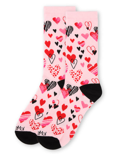 Heart Explosion Bamboo Blend Crew Socks : Color: Light Pink