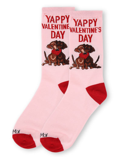 Yappy Vday Bamboo Blend Crew Sock : Color: Light Pink