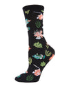 Tropical Fish Bamboo Blend Crew Socks : Color: Black