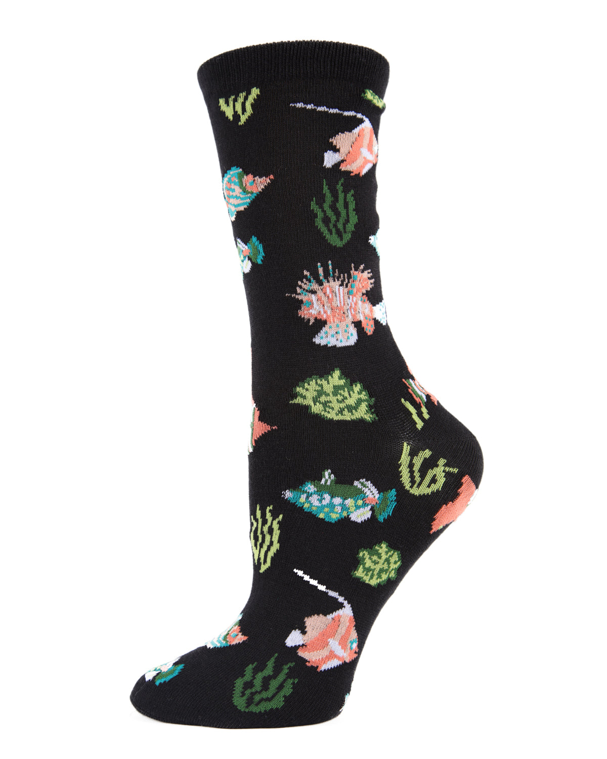 Tropical Fish Bamboo Blend Crew Socks : Color: Black