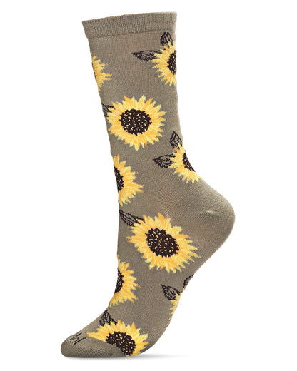 Majestic Sunflower Bamboo Blend Crew Socks : Color: Olive
