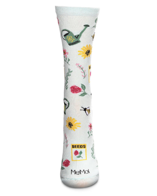 Flower Garden Bamboo Blend Crew Sock : Color: Lichen