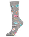 School Supplies Bamboo Blend Crew Socks : Color: Med Gray Heather