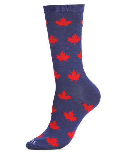 Women's Oh Canada Rayon from Bamboo Blend Crew Socks : Color: Navy