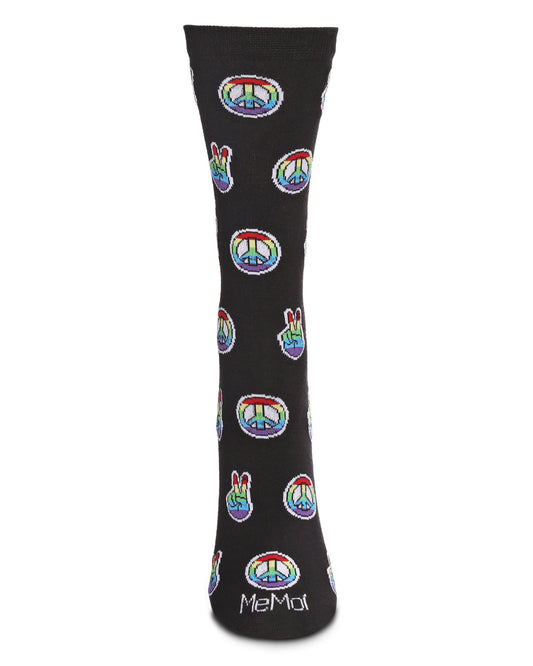 Peace Out Bamboo Blend Crew Socks : Color: Black