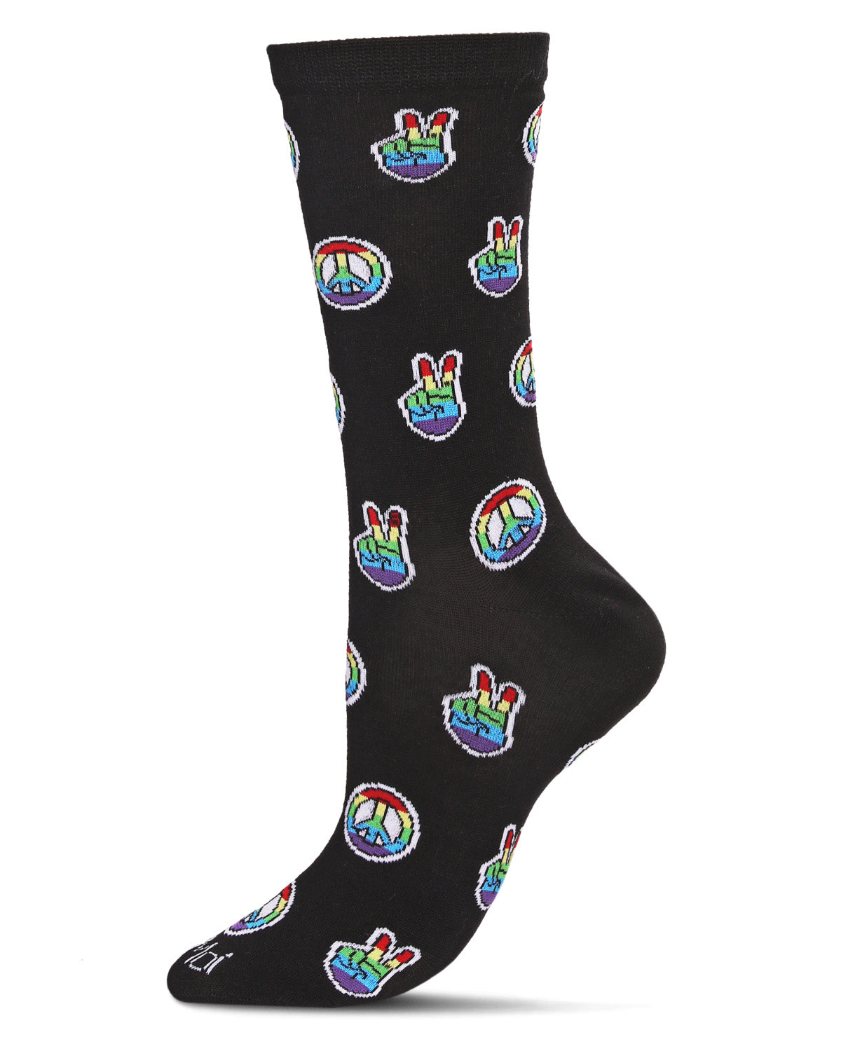 Peace Out Bamboo Blend Crew Socks : Color: Black