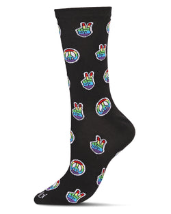 Peace Out Bamboo Blend Crew Socks