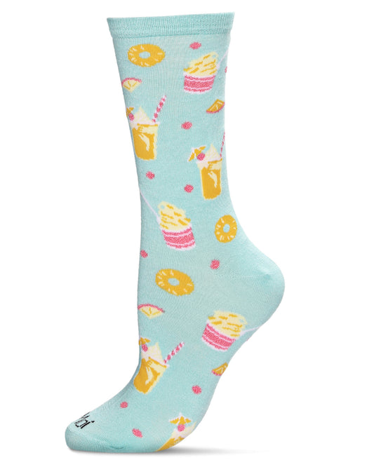 Pineapple Whip Bamboo Blend Crew Socks : Color: Seafoam
