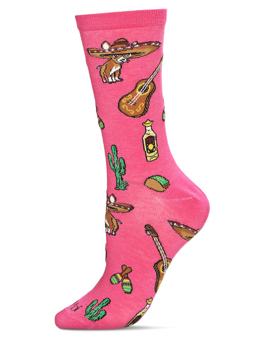 Fiesta Fun Bamboo Blend Crew Sock : Color: Magenta