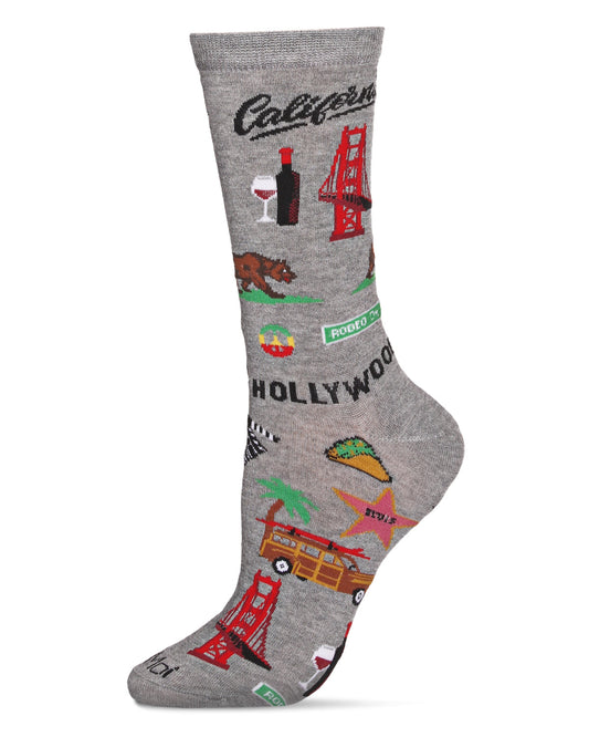 California Bamboo Blend Crew Sock : Color: Med Gray Heather