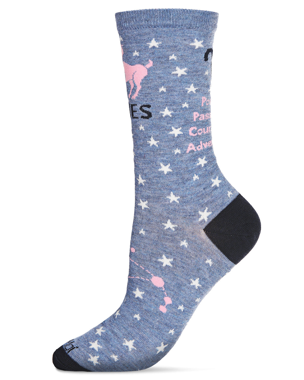 Women's Aries Zodiac Sign Crew Socks : Color: Denim Heather