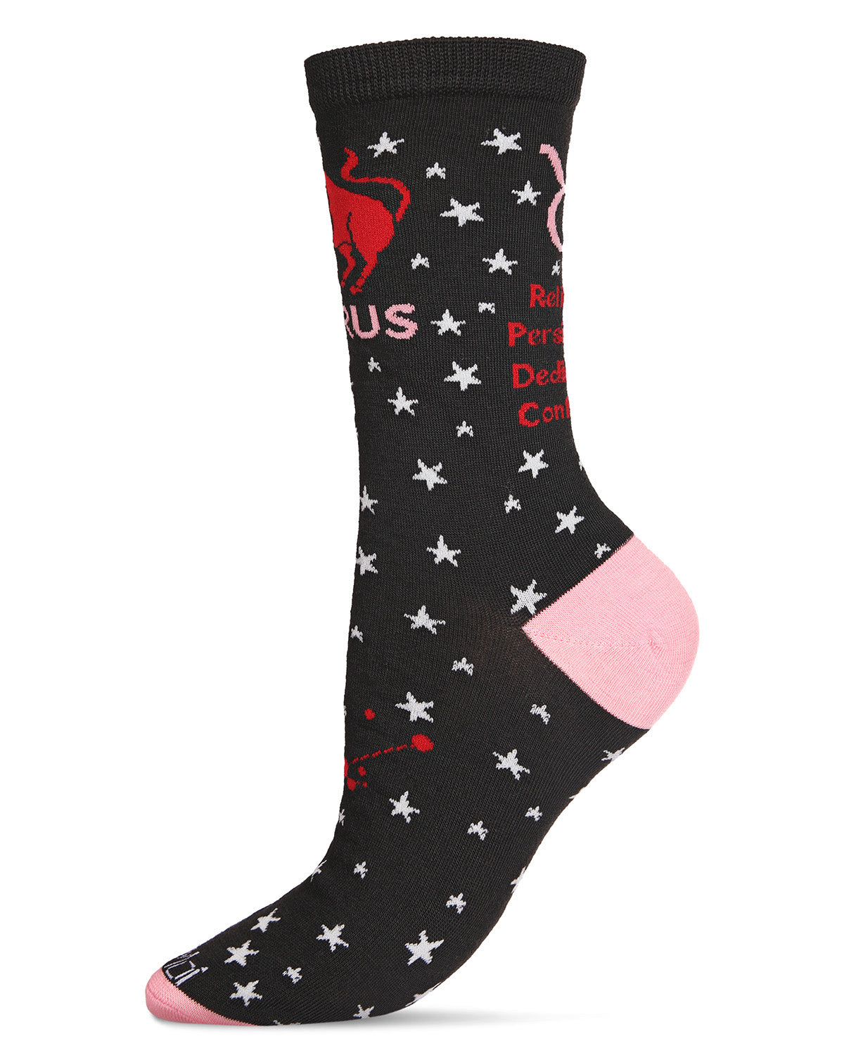 Women's Taurus Zodiac Sign Crew Socks : Color: Black