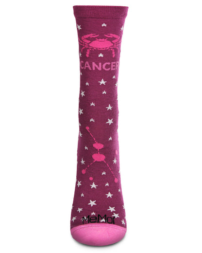 Women's Cancer Zodiac Sign Crew Socks : Color: Grape