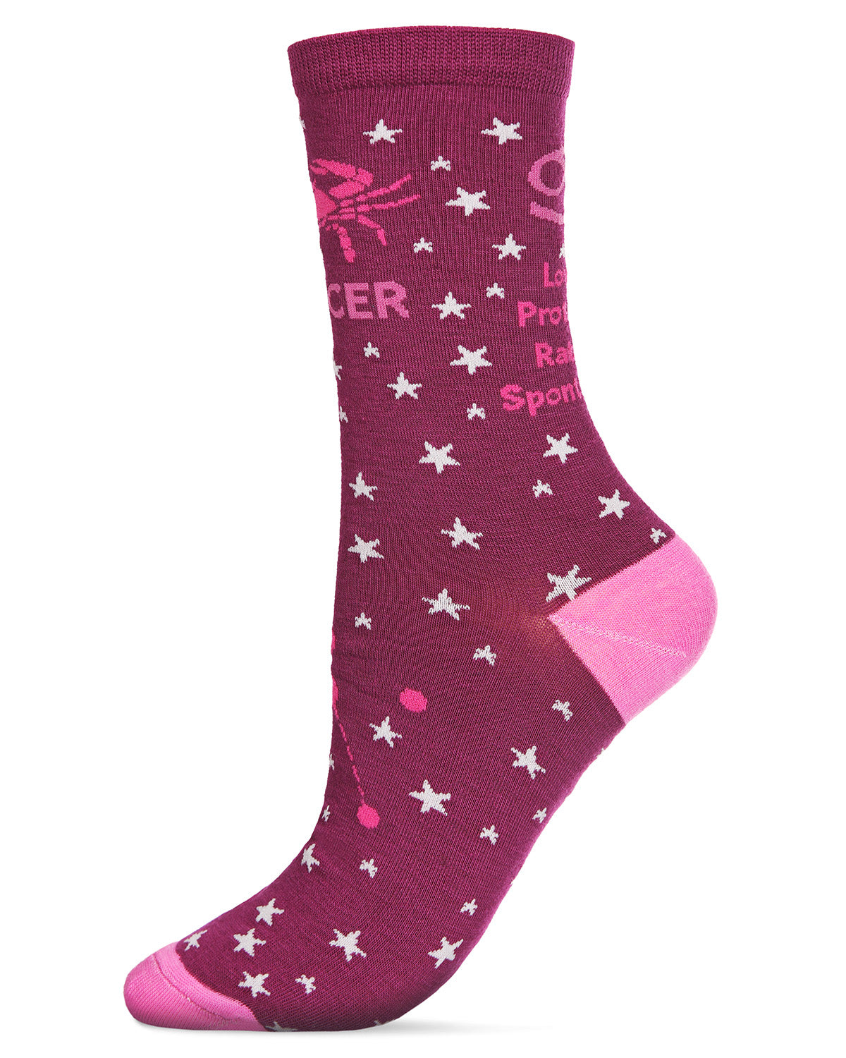 Women's Cancer Zodiac Sign Crew Socks : Color: Grape