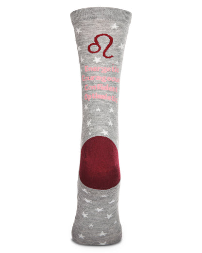 Women's Leo Zodiac Sign Crew Socks : Color: Med Gray Heather