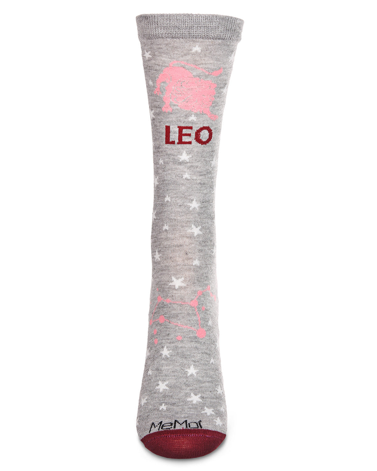 Women's Leo Zodiac Sign Crew Socks : Color: Med Gray Heather
