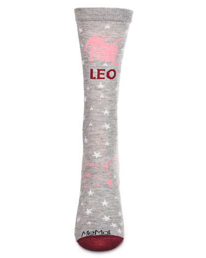 Women's Leo Zodiac Sign Crew Socks : Color: Med Gray Heather