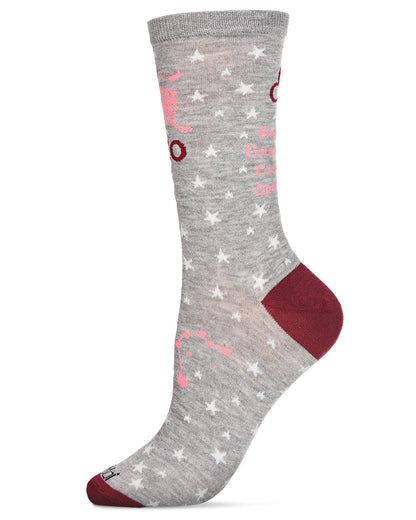 Women's Leo Zodiac Sign Crew Socks : Color: Med Gray Heather