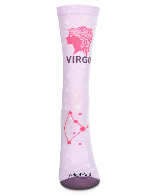 Women's Virgo Zodiac Sign Crew Socks : Color: Lavender