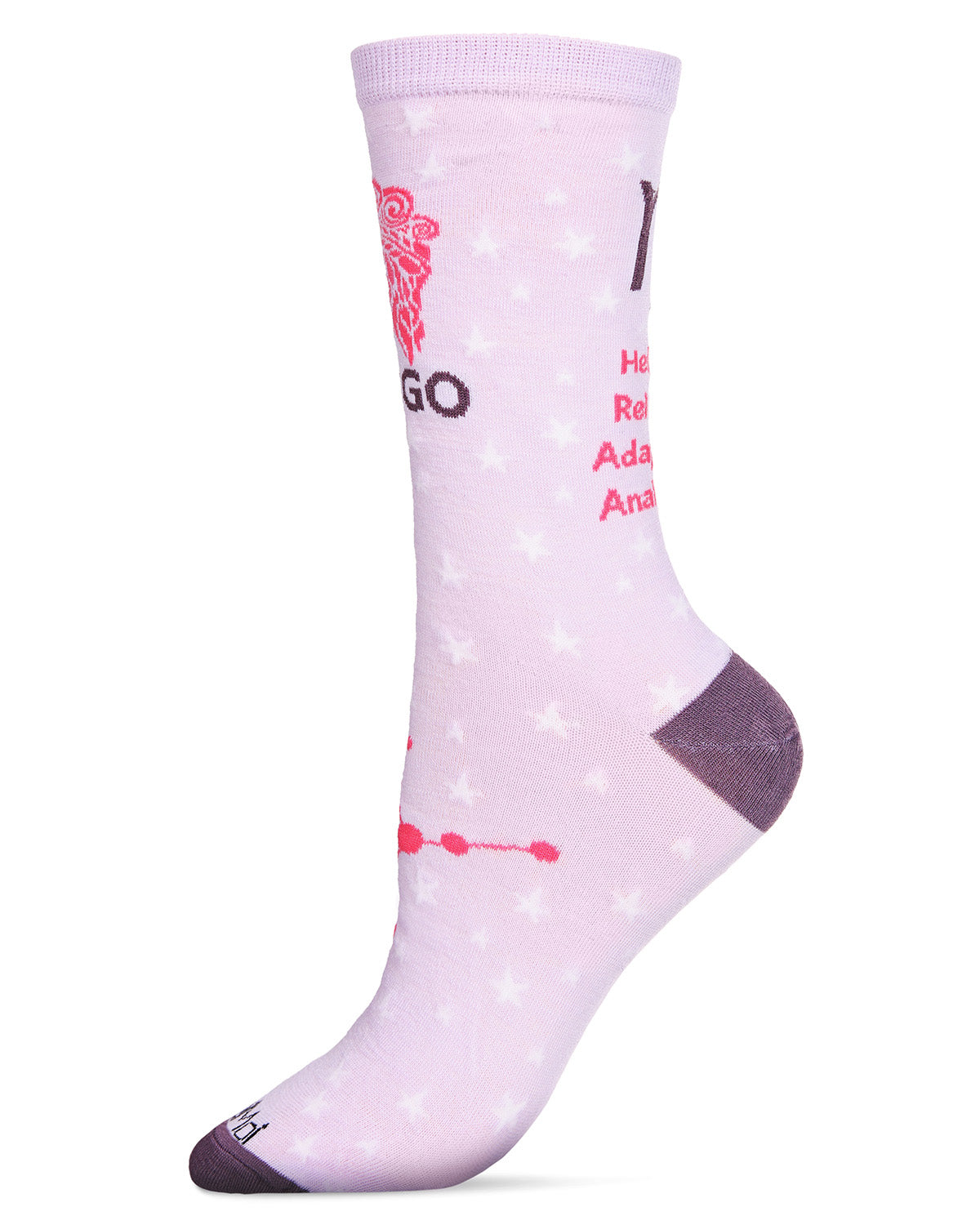 Women's Virgo Zodiac Sign Crew Socks : Color: Lavender
