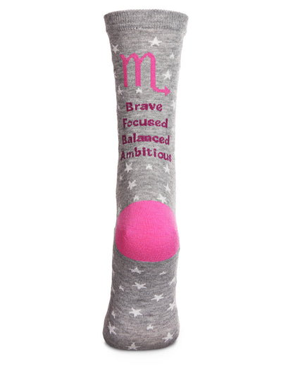 Women's Scorpio Zodiac Sign Crew Socks : Color: Med Gray Heather