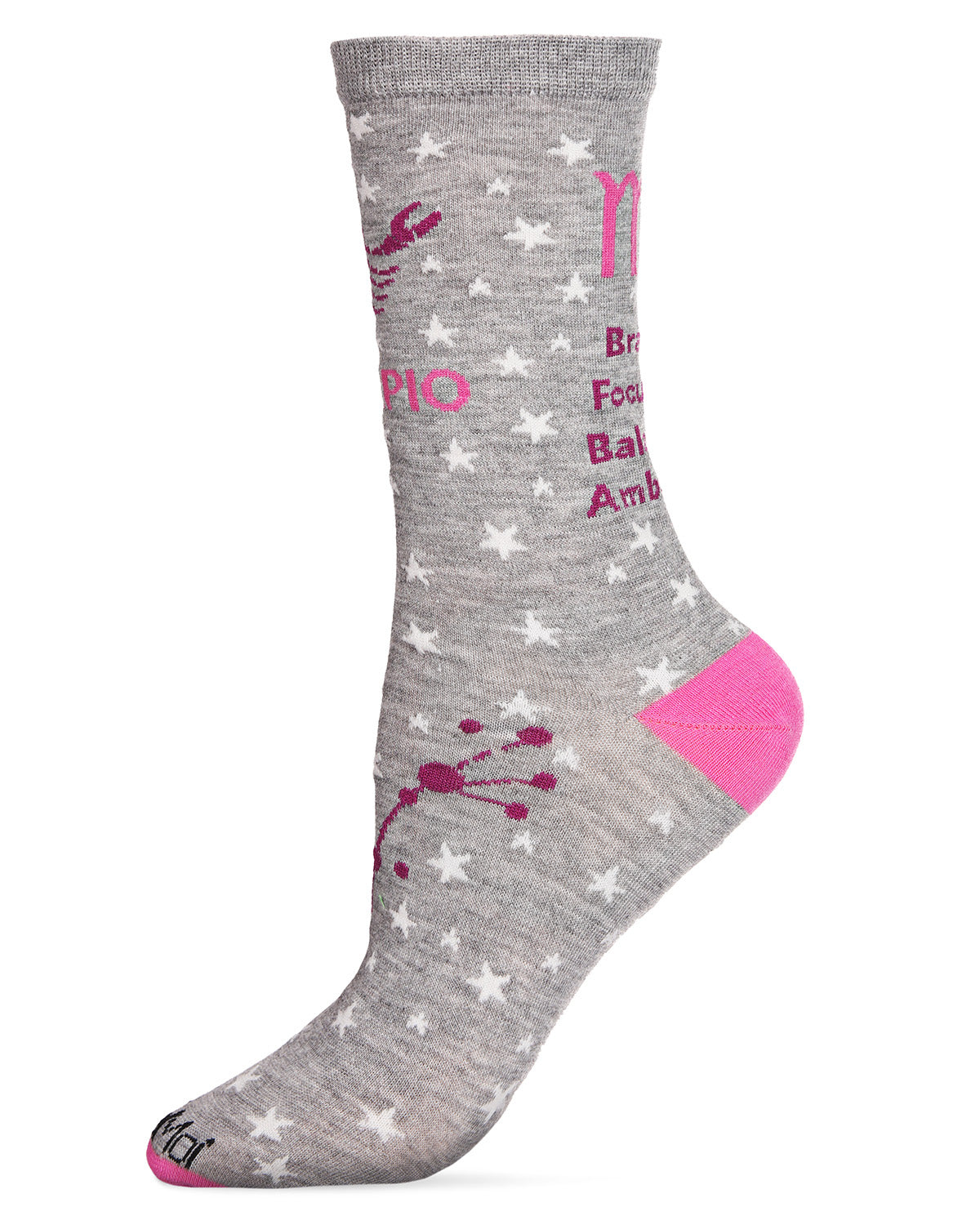 Women's Scorpio Zodiac Sign Crew Socks : Color: Med Gray Heather