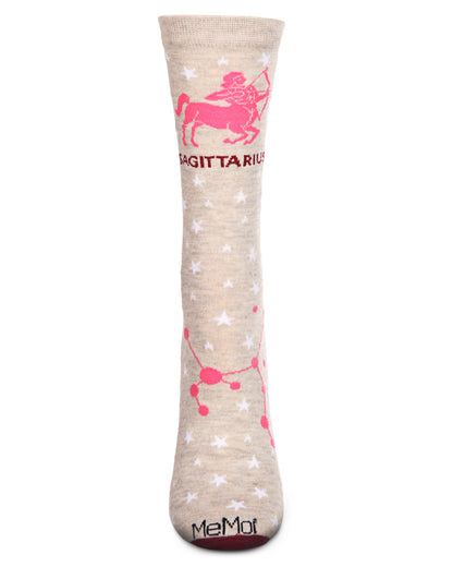 Women's Sagittarius Zodiac Sign Crew Socks : Color: Hemp Heather