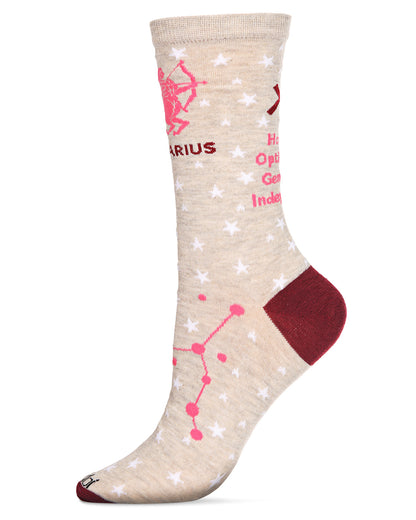 Women's Sagittarius Zodiac Sign Crew Socks : Color: Hemp Heather