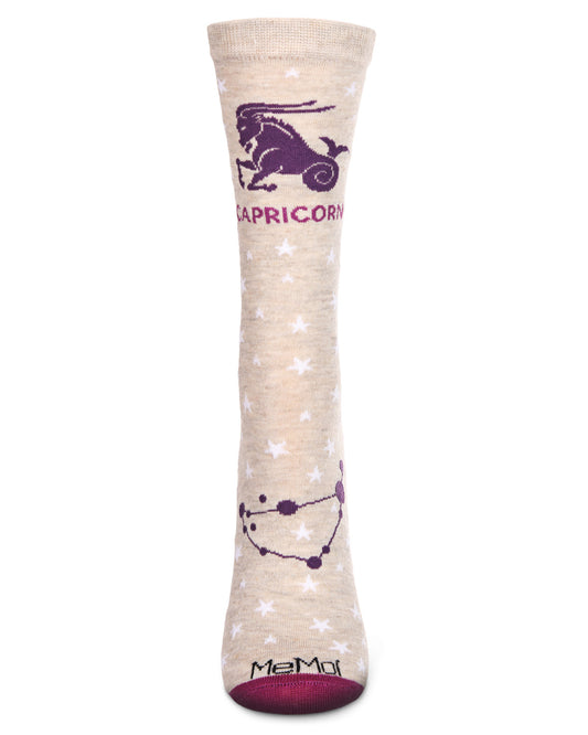 Women's Capricorn Zodiac Sign Crew Socks : Color: Hemp Heather
