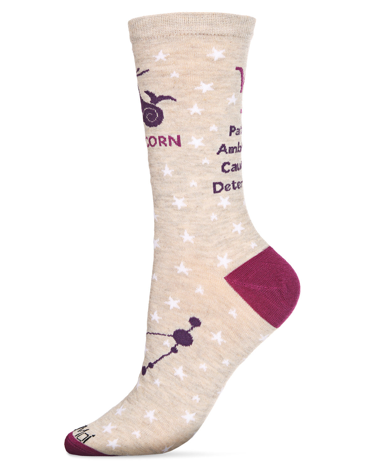 Women's Capricorn Zodiac Sign Crew Socks : Color: Hemp Heather