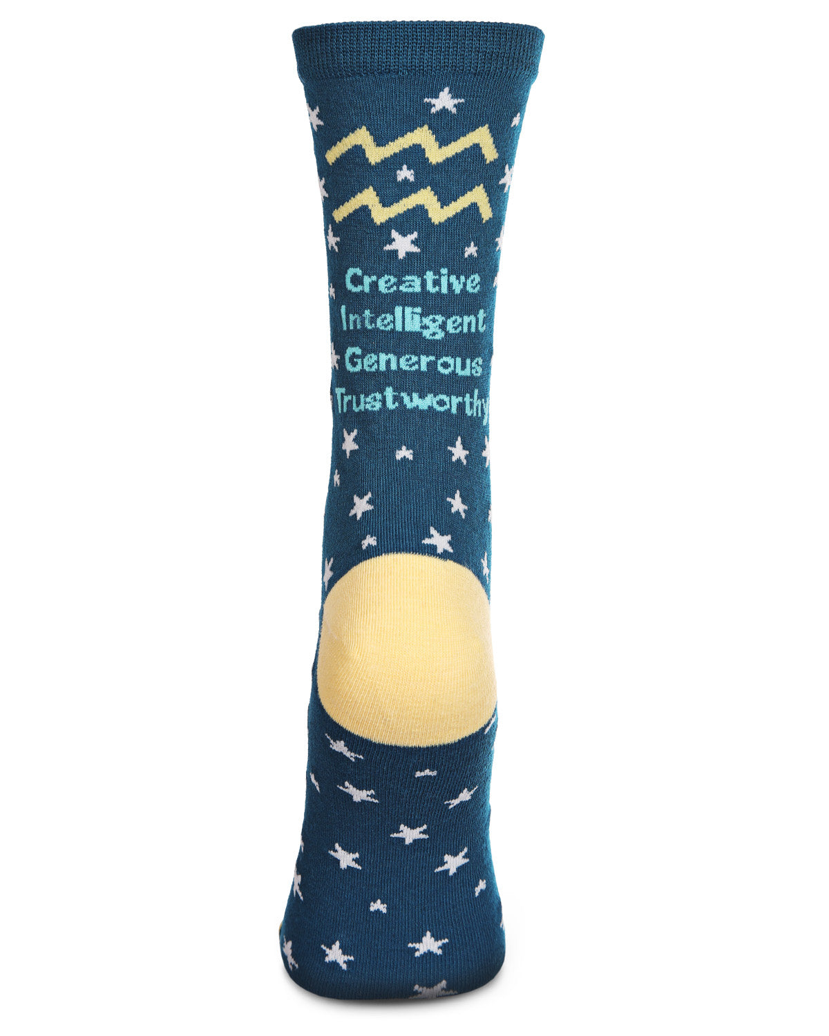 Women's Aquarius Zodiac Sign Crew Socks : Color: Dark Teal