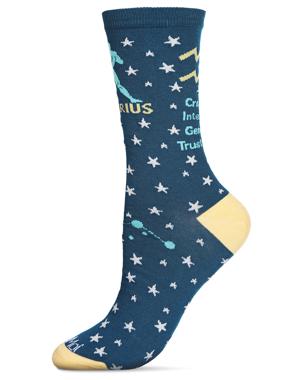 Women's Aquarius Zodiac Sign Crew Socks : Color: Dark Teal