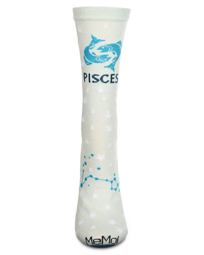 Women's Pisces Zodiac Sign Crew Socks : Color: Mint