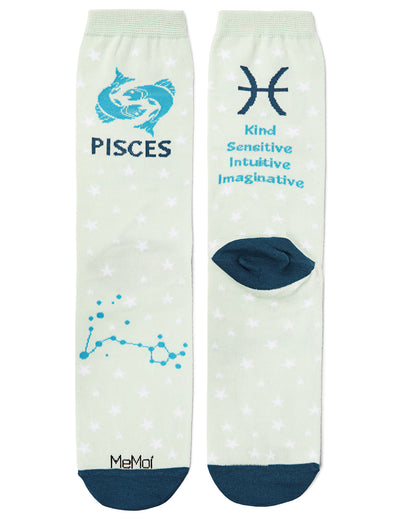 Women's Pisces Zodiac Sign Crew Socks : Color: Mint