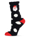 Women's Polka Dot Santa Embroidery Cozy Crew Socks : Color: Black
