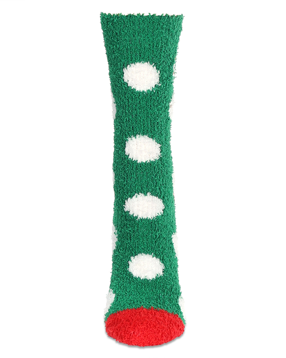Women's Polka Dot Snowman Embroidery Cozy Crew Socks : Color: Green