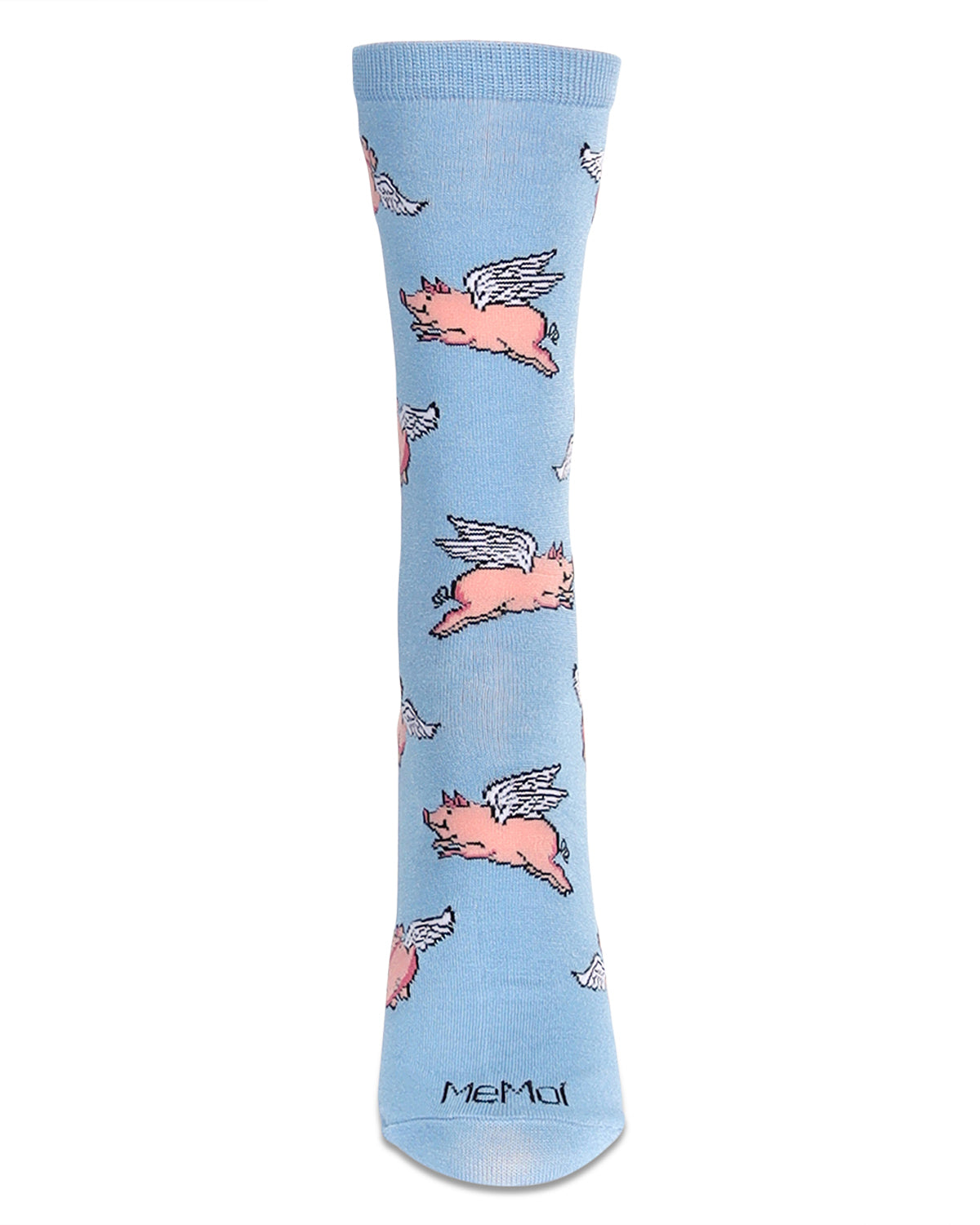 Women's Flying Pigs Bamboo Crew Socks : Color: Light Blue