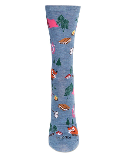 Women's Camping Trip Bamboo Crew Socks : Color: Denim Heather
