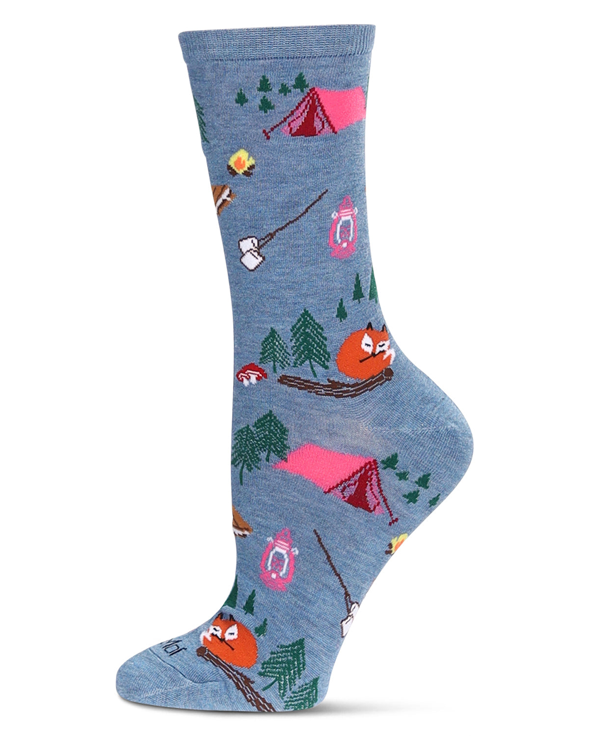Women's Camping Trip Bamboo Crew Socks : Color: Denim Heather