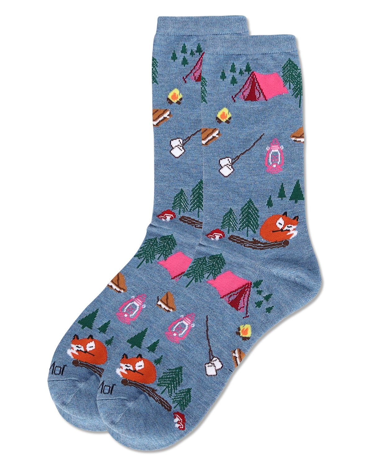 Women's Camping Trip Bamboo Crew Socks : Color: Denim Heather