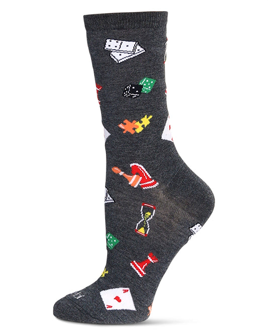 Women's Games Bamboo Crew Socks : Color: Dark Gray Heather