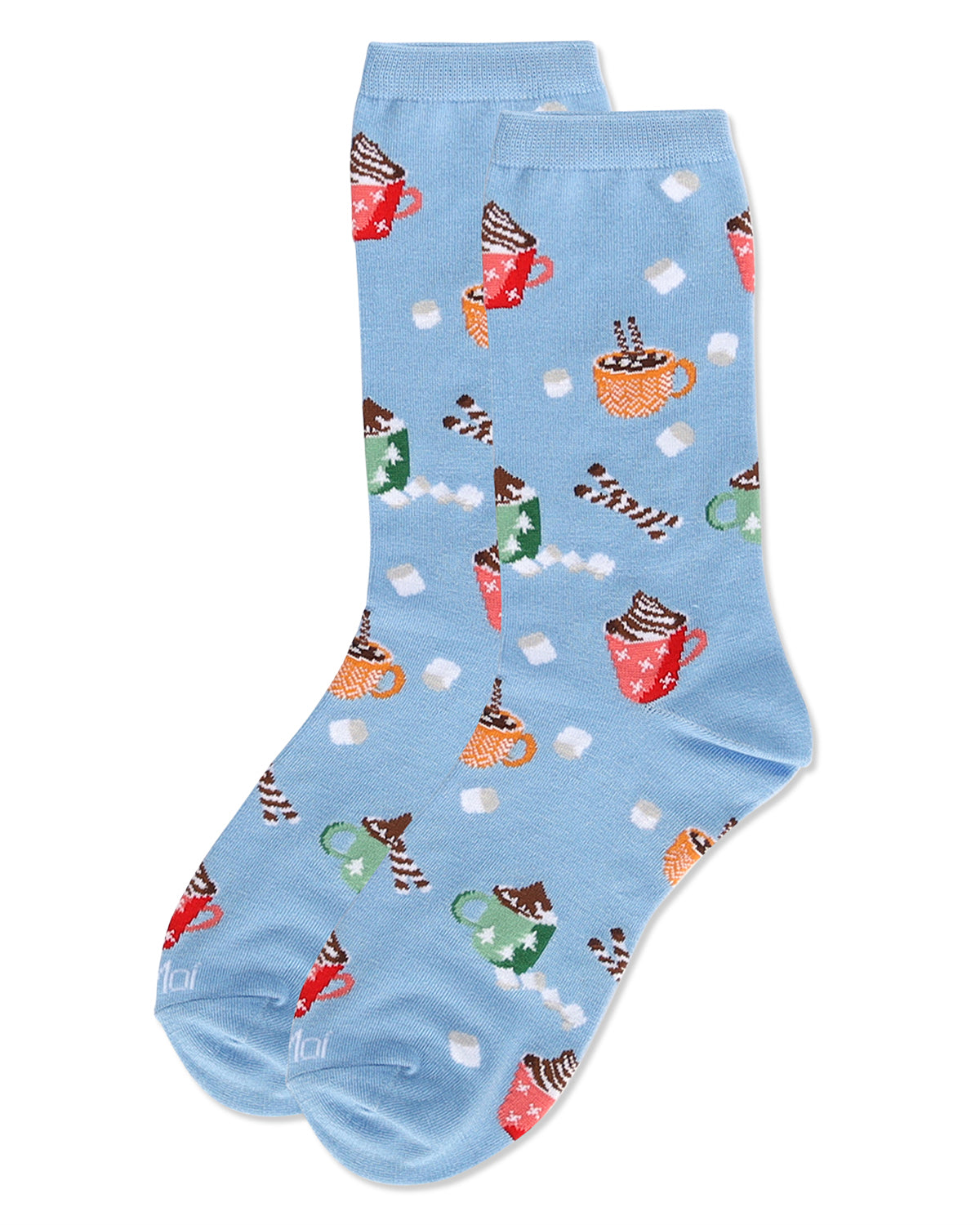 Women's Hot Cocoa Bamboo Crew Socks : Color: Light Blue