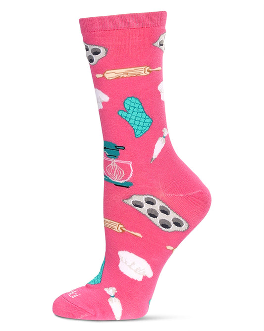 Women's Baking Bamboo Crew Socks : Color: Magenta