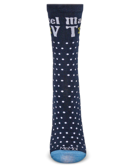 Women's Mazel Tov Bamboo Crew Socks : Color: Navy