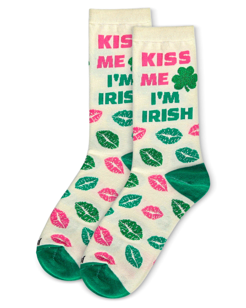 Women's Kiss Me I'm Irish Bamboo Crew Socks