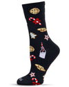 Women's Milk & Cookies Holiday Crew Socks : Color: Black